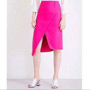Topshop asymmetrical bright pink midi skirt